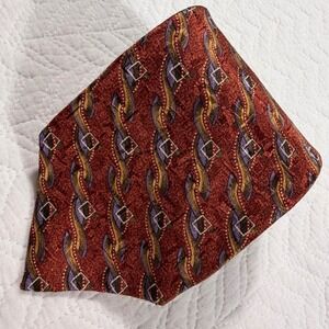 Vtg Robert Talbott 100% Silk Necktie Burgundy Geometric Hand Sewn USA New